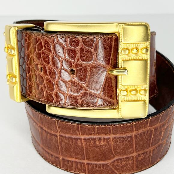 Vintage Dana Bachman Brown Leather Belt With Brass Buckle Italy main image 4